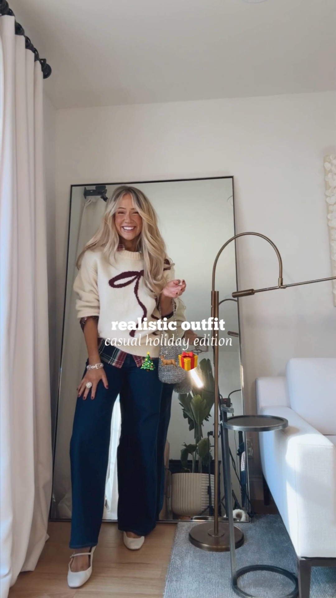 Help me decide! 💫 Trying to pick an outfit for a Favorite Things party tonight…
Option 1: the pajama + sweater surprise (honestly turned out so cute with jeans lol)🎀
Option 2: the original sweater I planned on wearing ❄️
Which one should I go with?! 🤔 And tell me! What would YOUR favorite thing be to bring?✨

#LTKHoliday #LTKgrwm