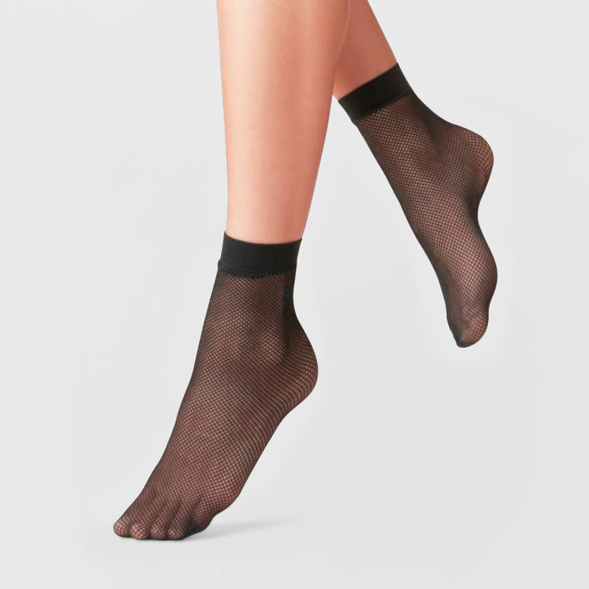 Women's Fishnet & 20D Sheer 2pk Anklet Socks - A New Day™ Black One Size | Target