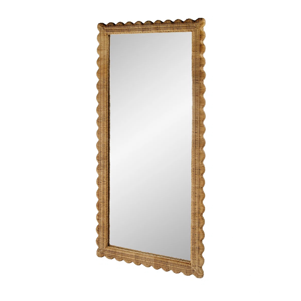 Lacie Scalloped Rattan Floor Mirror, Honey | Wayfair North America