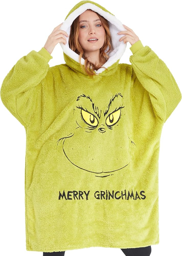 The Grinch Oversized Wearable Hoodie Blanket Cozy Fleece Christmas Gift for Men, Women, and Teens... | Amazon (US)
