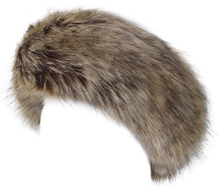 Winter Fluffy Faux Fur Headband Hat Ear Warmer Head Wrap Head Warmer for Women (Natural Color) | Amazon (US)
