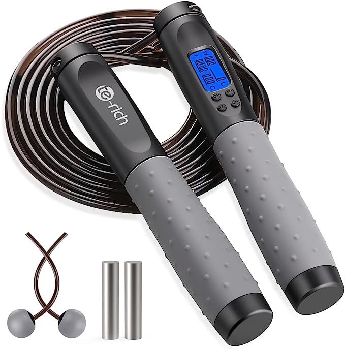 Te-Rich Jump Rope, Weighted Jump Rope for Fitness, Skipping Rope with Counter - Heavy Handles, Ad... | Amazon (US)