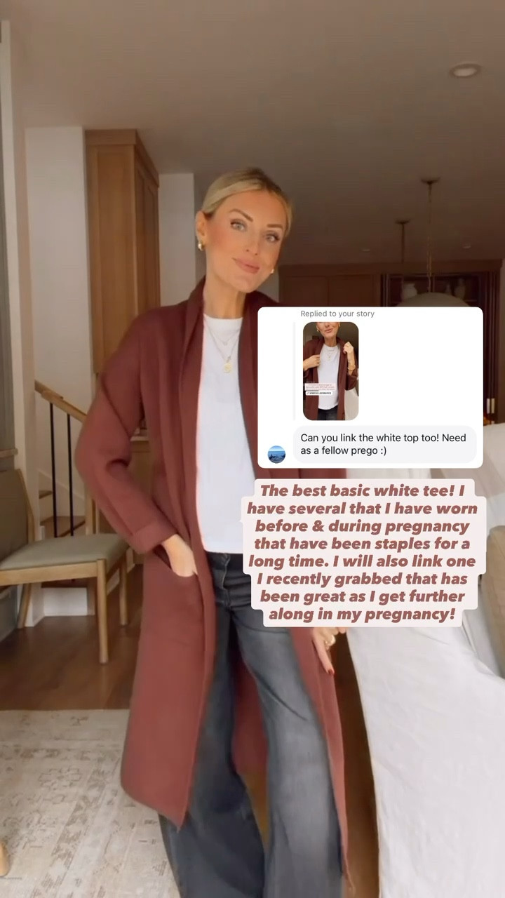 Love this classic white tee! It’s a great fit and still worked as I’m far along in my pregnancy! I also linked some maternity tees I got from Amazon that have been great! Wearing XS in tee, M in cardigan, & 25 in the jeans!

Loverly Grey, closet staples, white tee, capsule wardrobe, brown cardigan, fall outfit, black denim, maternity jeans

#LTKBump #LTKStyleTip