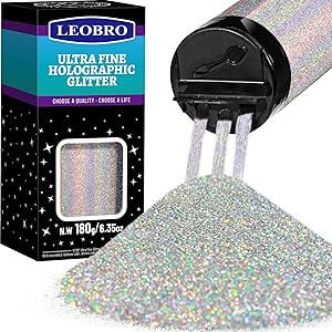 Holographic Ultra Fine Glitter, 180G/6.35OZ Resin Glitter Powder Sequins Flakes, 1/128" Metallic ... | Amazon (US)