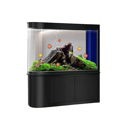 Black Modern Semi-circular Eco Aquarium Tank | Wayfair North America