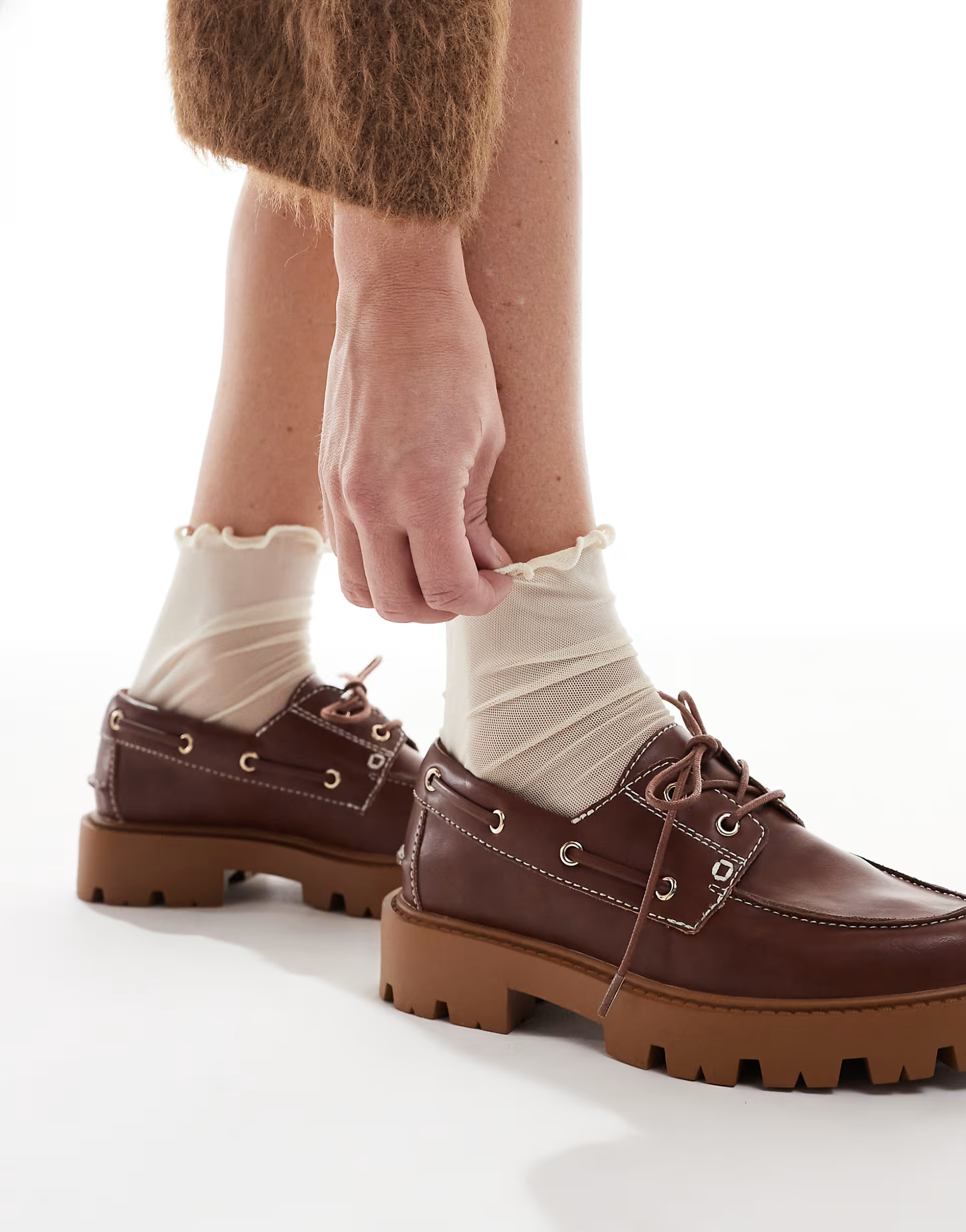 schuh Leora chunky boat shoes in tan | ASOS (Global)