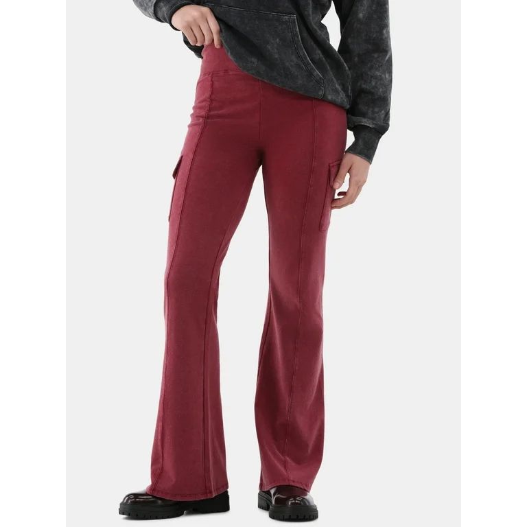 No Boundaries Mineral Wash Flare Cargo Pants, 31” Inseam, Women’s | Walmart (US)