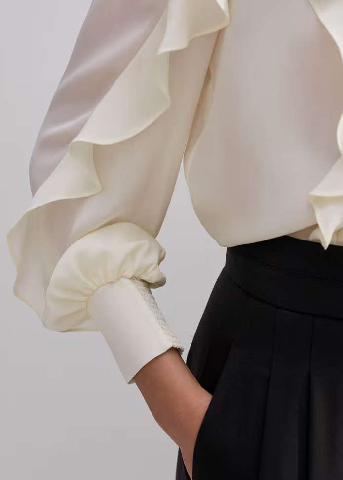 Silk Ruffle Crop Blouse Silk | ME+EM US