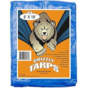 B-Air Grizzly Tarps 8 x 10 Feet Blue Multi Purpose Waterproof Poly Tarp Cover 5 Mil Thick 8 x 8 W... | Amazon (US)