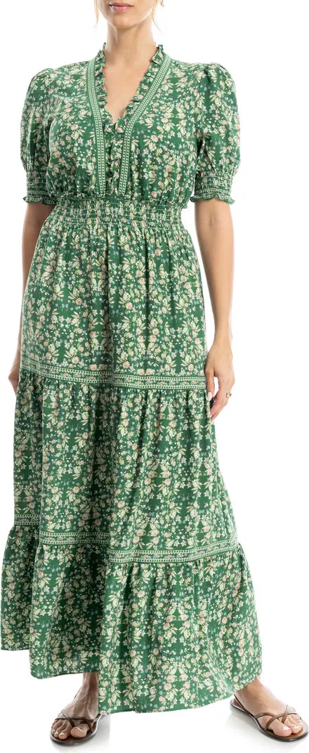 Floral Short Sleeve Tiered Maxi Dress | Nordstrom Rack