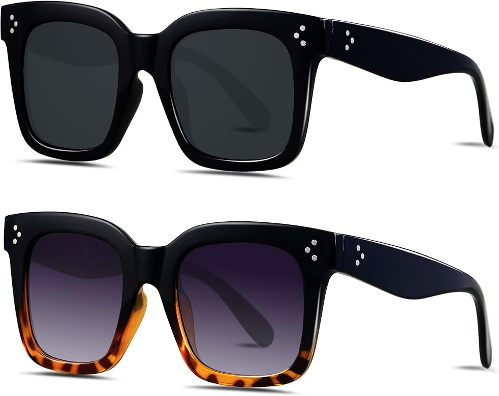 ANDWOOD Oversized Sunglasses for Women Big Large Square Wide Frame Shades Retro Trendy Fashion UV... | Amazon (US)