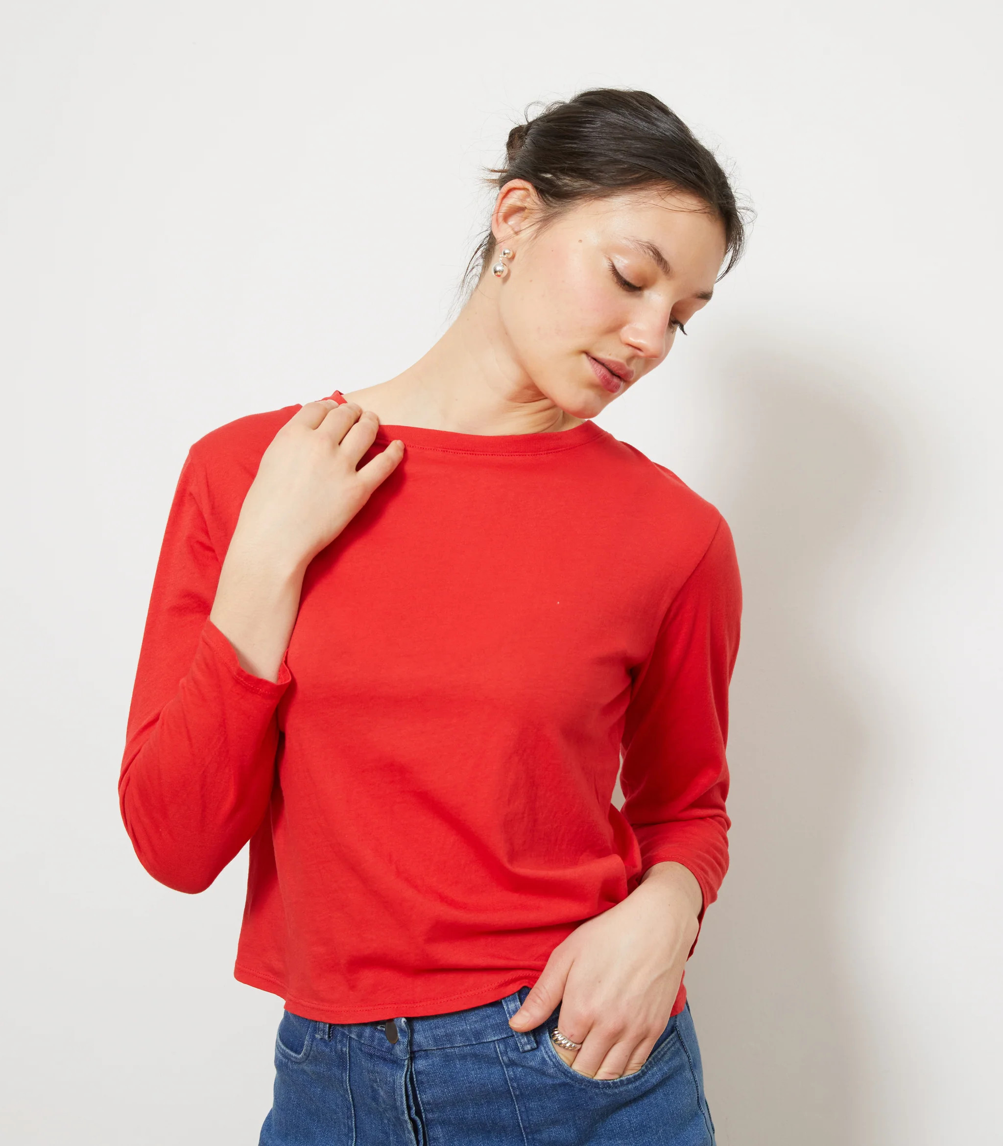 Penny Washed Long Sleeve Tee - Vermilion | Loup Brand Inc.