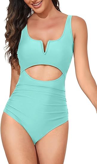 Eomenie Tummy Control One Piece Swimsuit for Women Cutout High Waisted Bathing Suits Slimming 1 P... | Amazon (US)