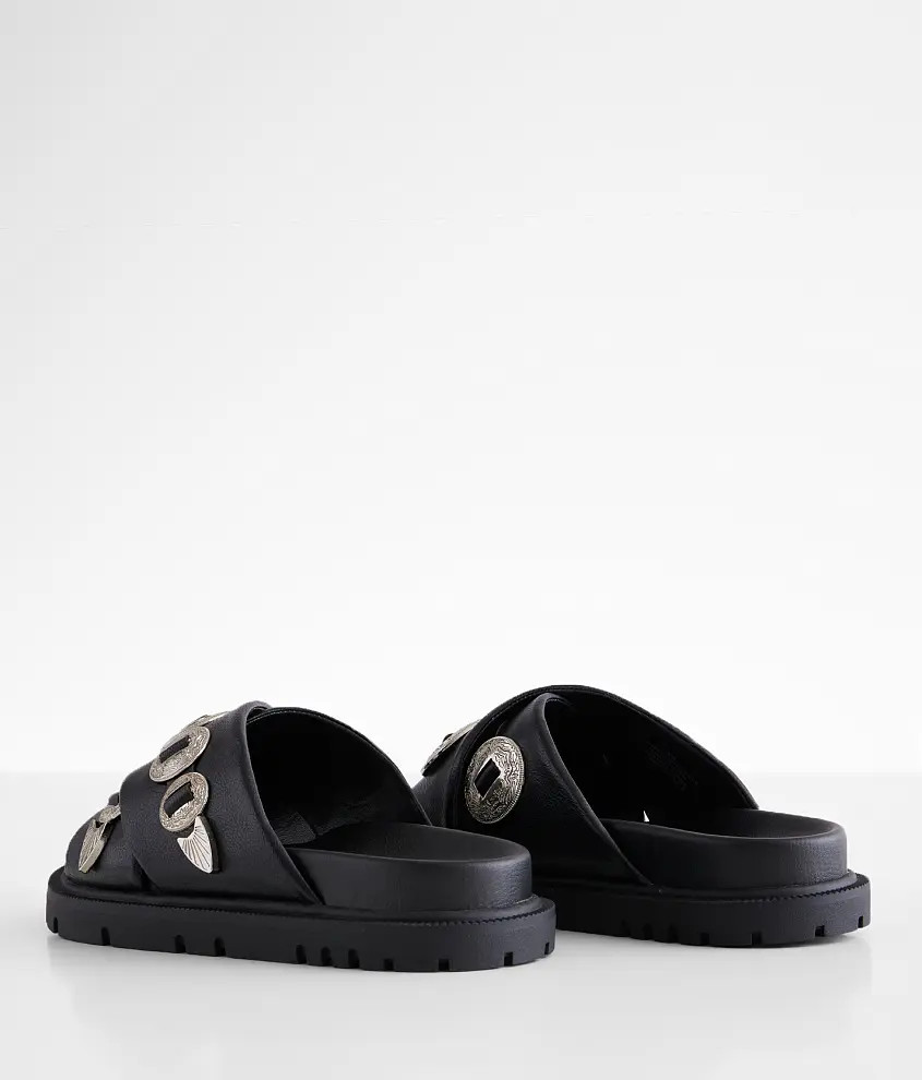 Embossed Metal Western Sandal | Buckle