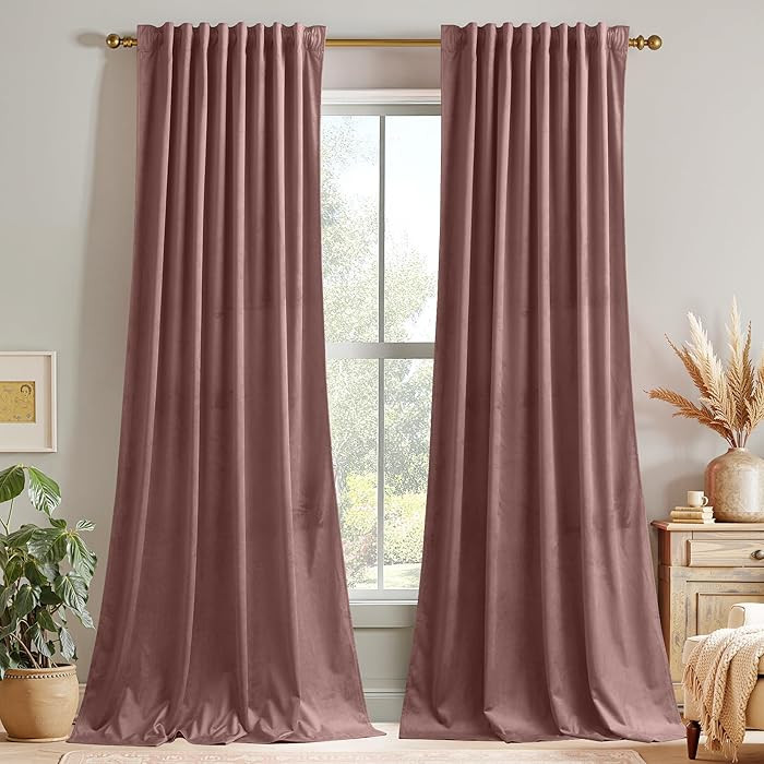 StangH Mauve Velvet Curtains - Wild Rose Thermal Insulated Room Darkening Curtains 84 inches Long... | Amazon (US)