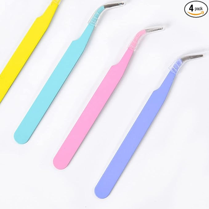 4 Pcs Curved Craft Tweezers, Multipurpose Tweezers for Intricate Projects, Scrapbooking, Cardmaki... | Amazon (US)