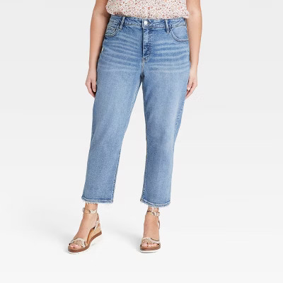 Women's Plus Size High-Rise Slim Straight Jeans - Ava & Viv™ | Target