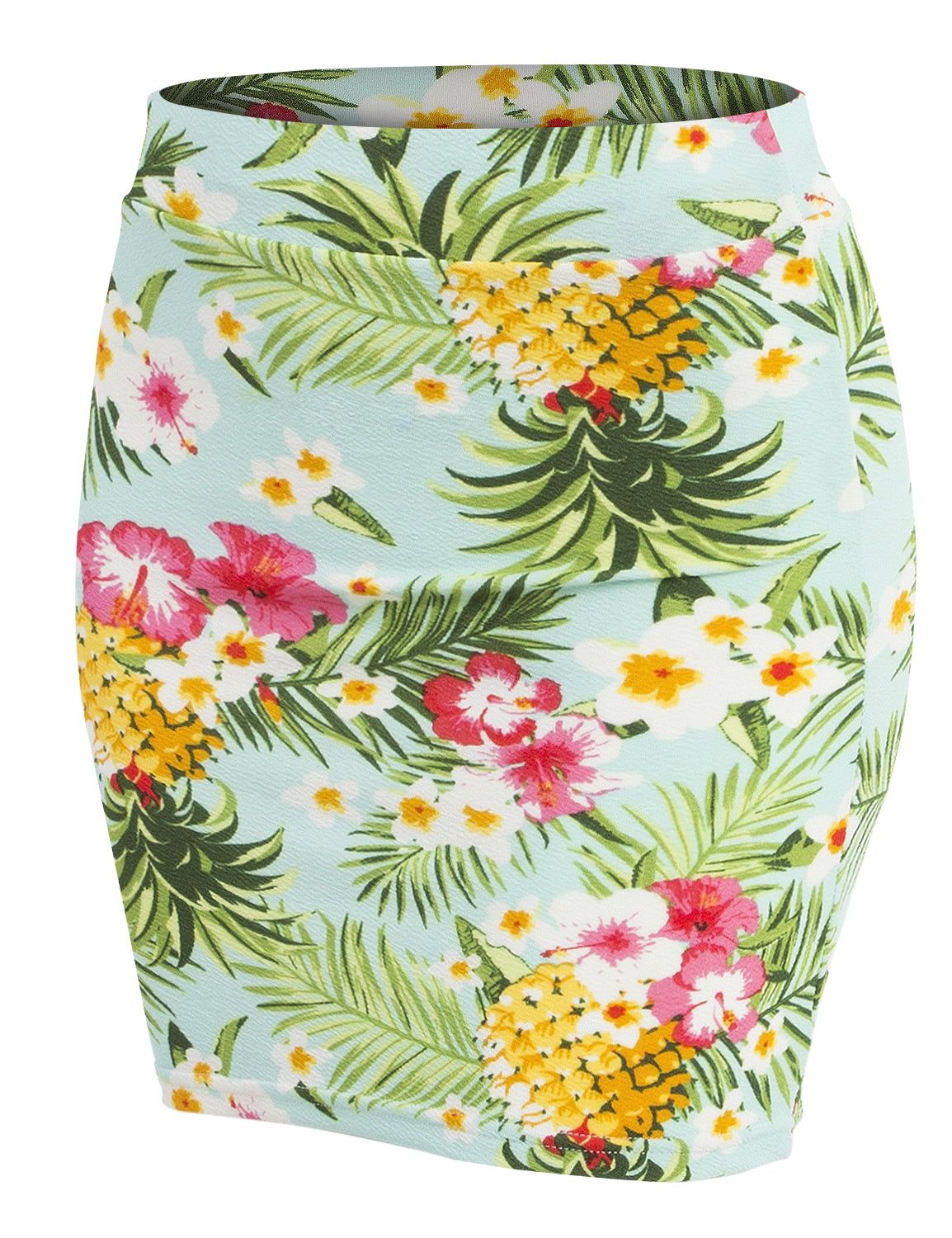 Doublju Women's Basic Simple Stretchy Tube Pencil Mini Skirt TROPICALMINT L - Walmart.com | Walmart (US)