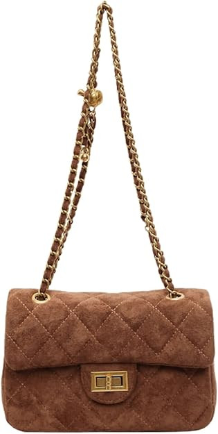 Houndstooth Chain Shoulder Cross body Bag for Women Handbag and purse Fashion Woolen Cloth Clutch | Amazon (US)