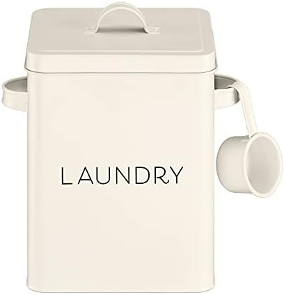 Navaris Laundry Detergent Container with Scoop - Powder Laundry Soap Tin - Vintage Style Metal Organ | Amazon (US)