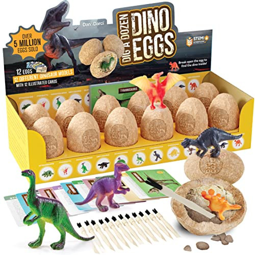 Dan&Darci Dig a Dozen Dino Egg Kit for Kids - Dinosaur Toys Gift 3-12 Year Old - 12 Eggs & Surprise Dinosaurs - Basket Stuffers - Science STEM Activities - Boy Toy Party Gifts for Boys & Girls | Amazon (US)