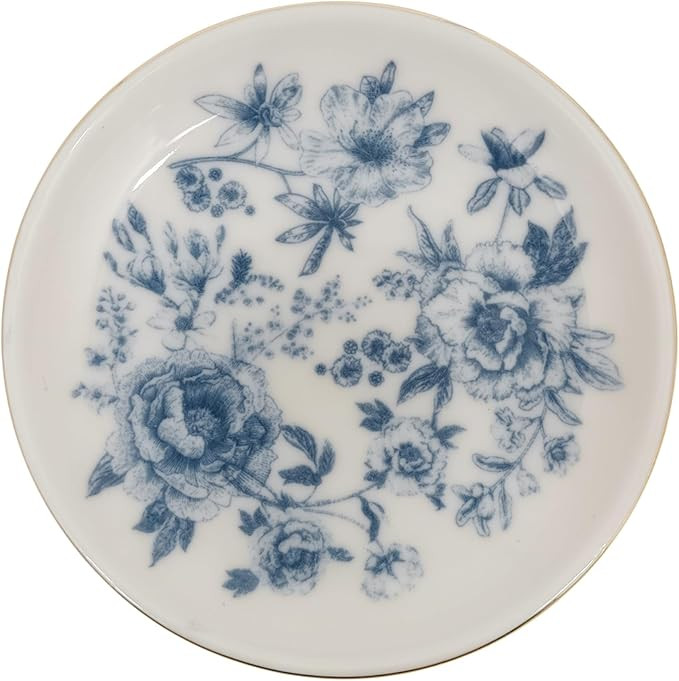 Sweet Water Decor Blue Delft Jewelry Dish Tray - Ceramic Ring Dish for Bridal Shower, Wedding, an... | Amazon (US)