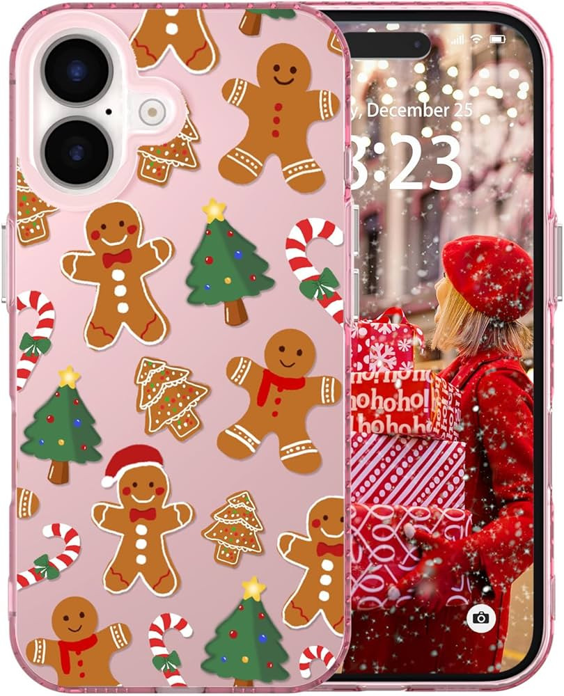 for iPhone 16 Case Christmas Tree Xmas Gingerbread Man Cute Candy Santa Winter Holiday Festival W... | Amazon (US)