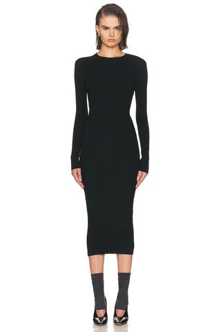 Fear of God ESSENTIALS Rib Long Sleeve Dress in Black | FWRD 