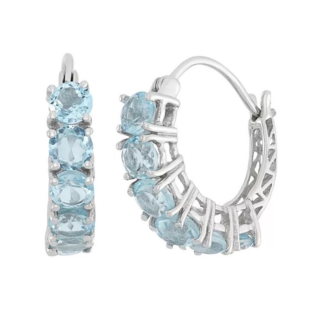Jewelexcess Sky Blue Topaz Sterling Silver Hoop Earrings | Kohl's