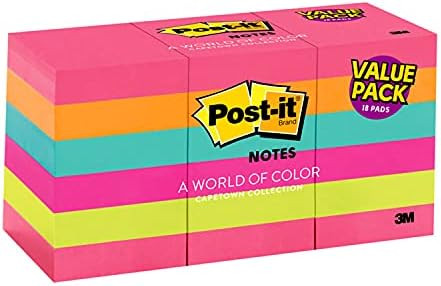 Post-it Mini Notes, 1 3/8 in x 1 7/8 in, 18 Pads, America's #1 Favorite Sticky Notes, Cape Town C... | Amazon (US)
