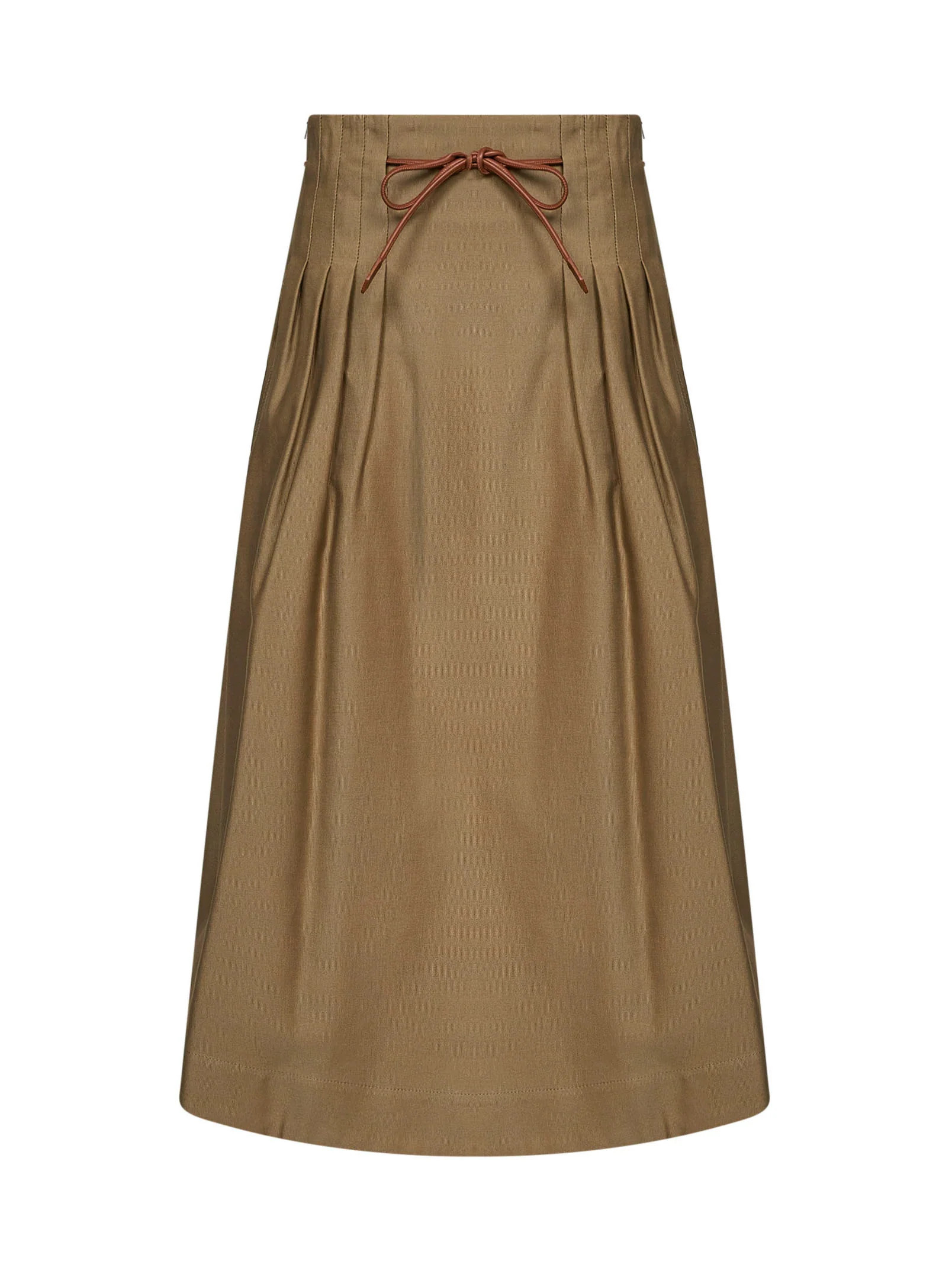 MAX MARA | Khaki green ottoman MXMTEMPIO pleated midi skirt | Women | 40 | D'ANIELLO BOUTIQUE
