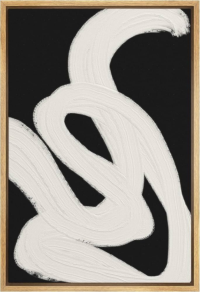 SIGNWIN Framed Canvas Print Wall Art Black White Paint Geometric Spiral Ribbons Abstract Shapes I... | Amazon (US)