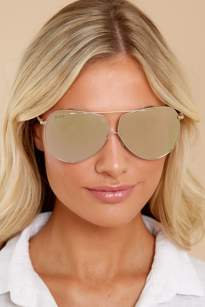 Maeve Gold Beige Mirror Sunglasses | Red Dress 