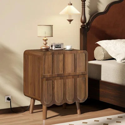 Modern Wooden Bedside Table, Medieval Modern Bedroom Bedside Table | Wayfair North America