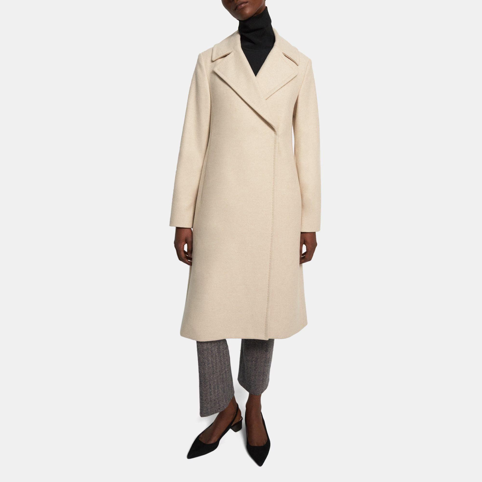 Sculpted Coat in Recycled Wool Melton | Theory Outlet