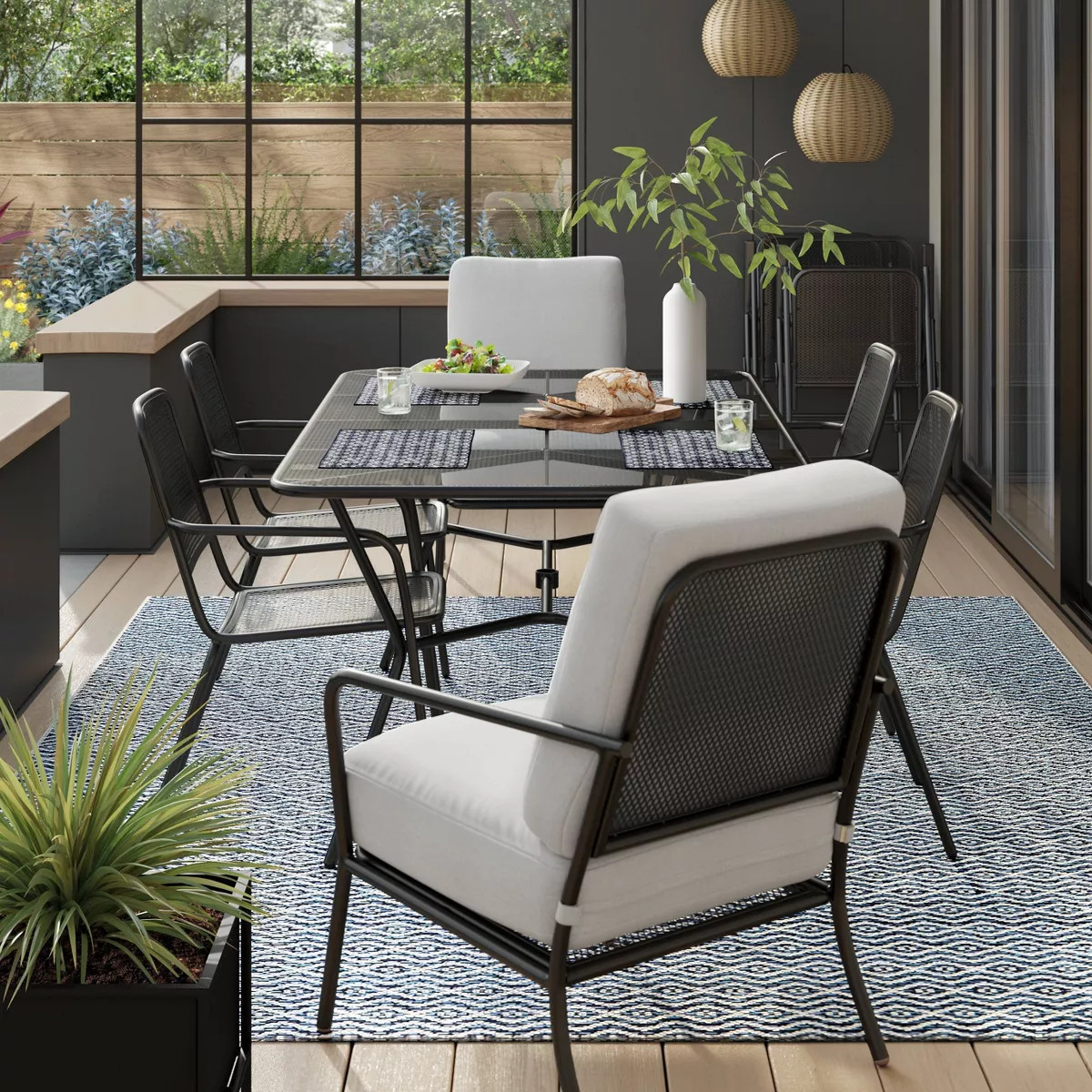 Metal Mesh Outdoor Patio Dining Chair Stacking Chair Black - Room Essentials™ | Target