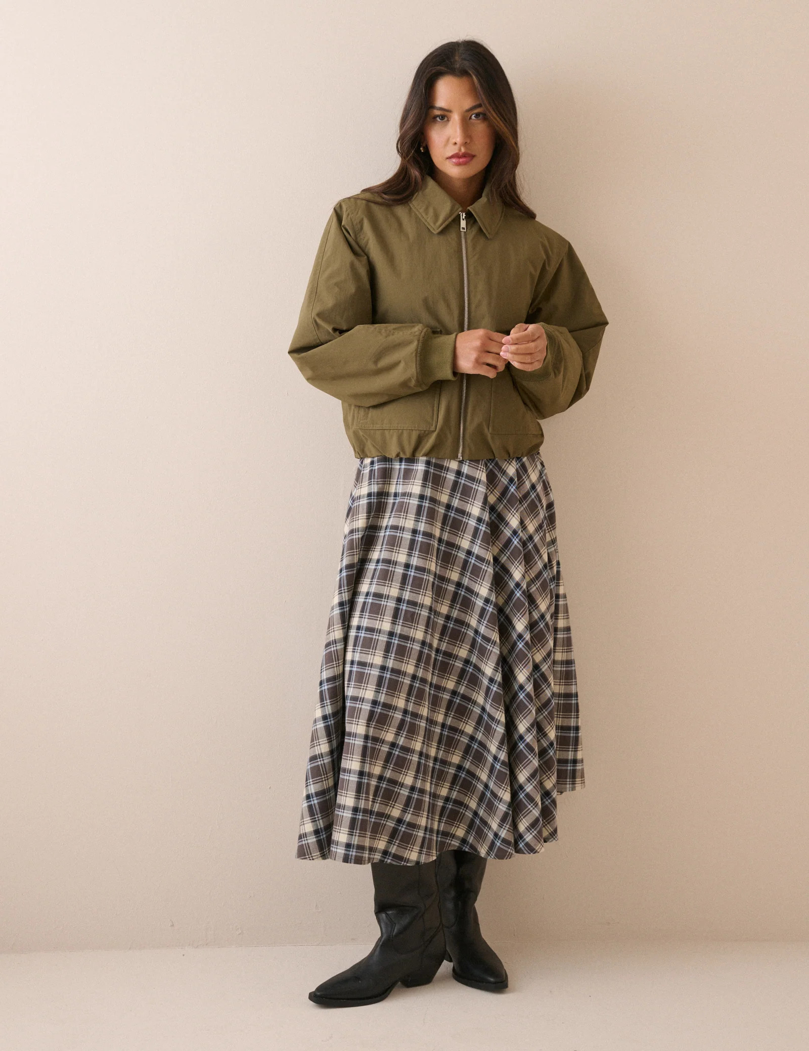 Khaki Collared Bomber Jacket | Nobody's Child