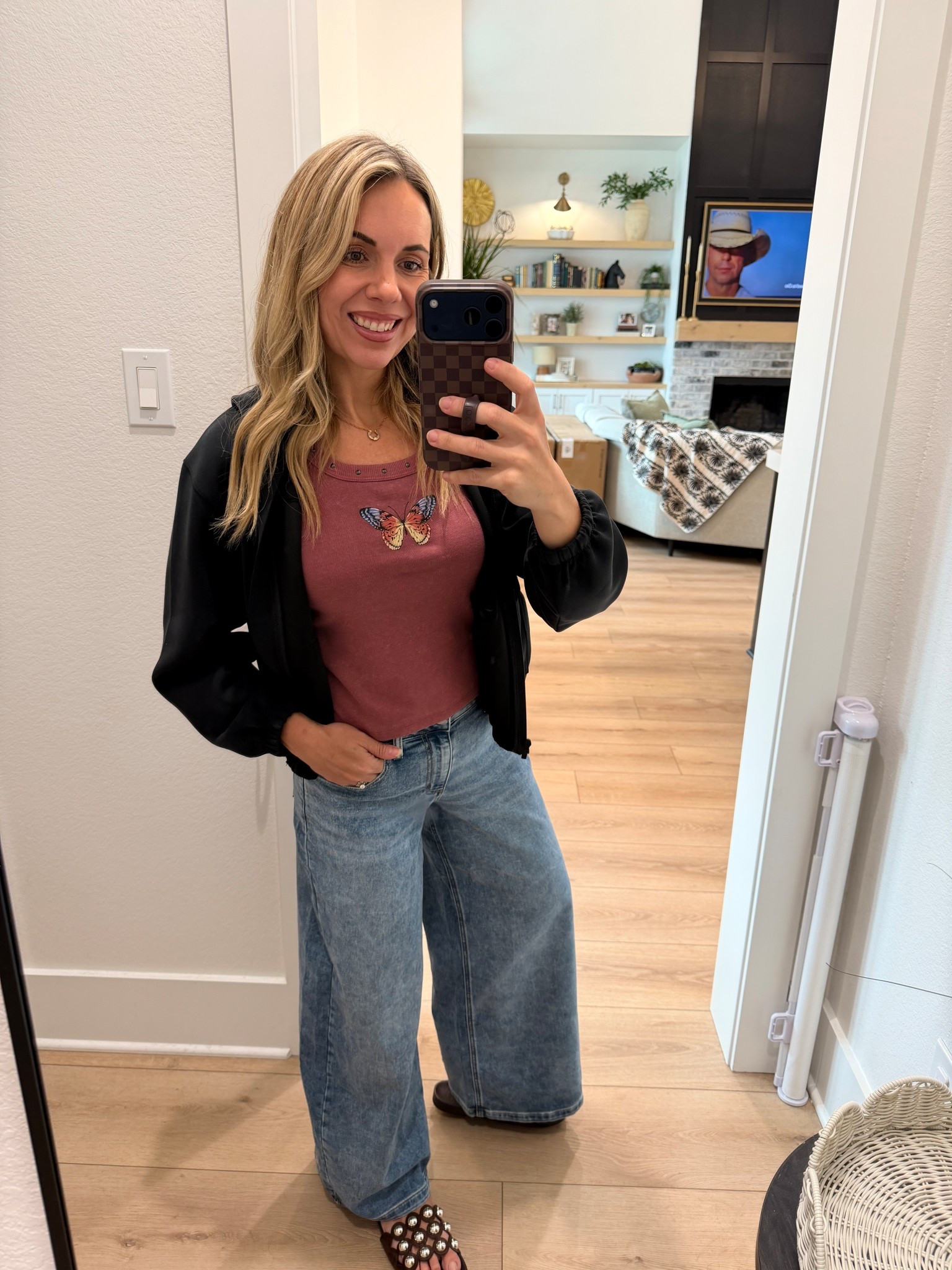 Jacket and tank are my true small but I downsize up in the jeans b. They ran a tad snug. I could have done my true size 4 but I wanted a roomy fit.

#LTKmomlife #LTKootd #LTKFestival