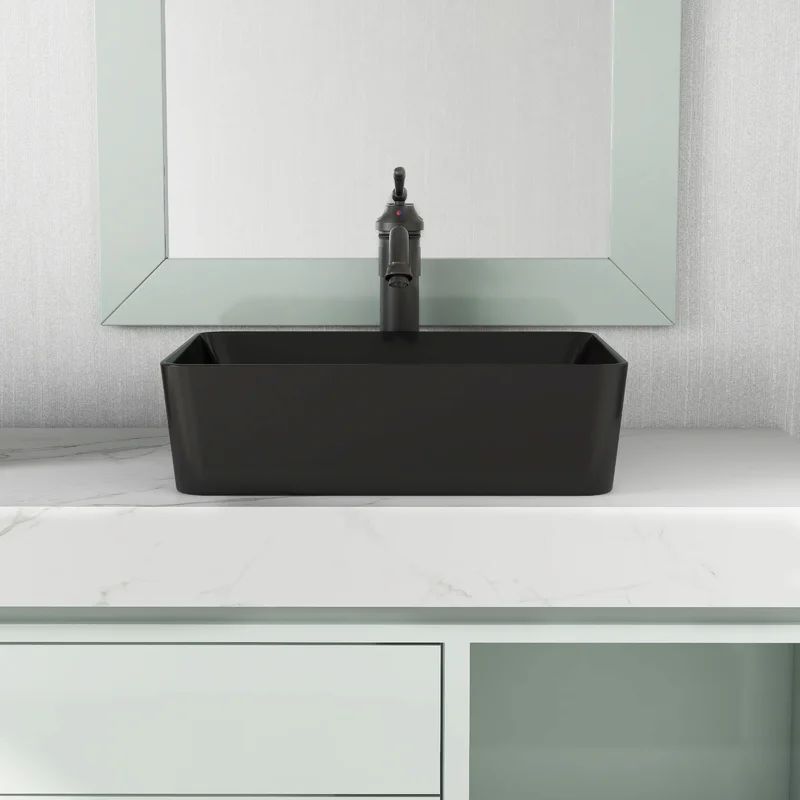 DV-2V031 Black Ceramic Rectangular Vessel Bathroom Sink | Wayfair North America