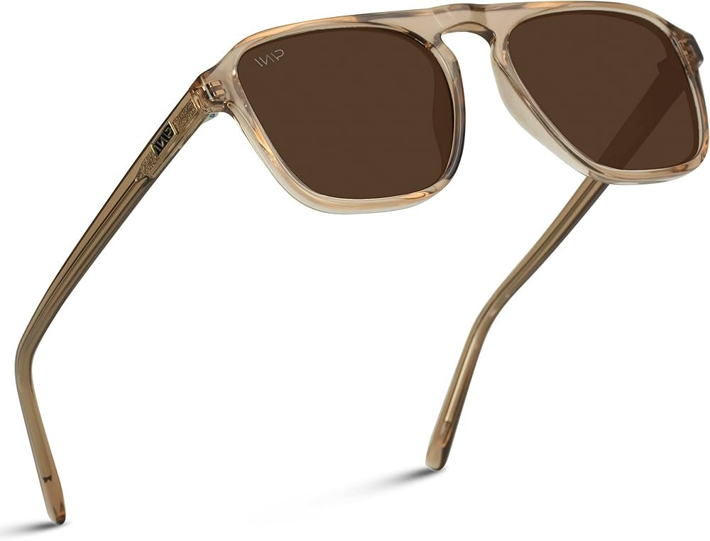 WMP Eyewear - Modern One Bridge Square Men Retro Polarized Aviator Sunglasses | Amazon (US)