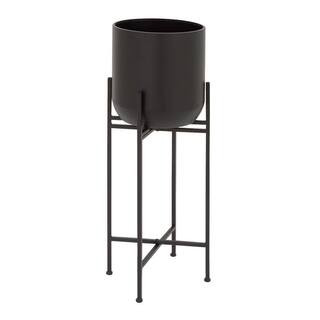 36 in. H x 12 in. W Black Metal Modern Planter | The Home Depot