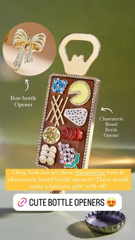 How fun are these bottle openers from BaubleBar! 🤯 The charcuterie board and the bow openers are so cute and on sale!

Hostess gift / wedding gift / Mother’s Day / gifts for teachers / teacher gifts / gift idea 

#LTKsalealert #LTKparties #LTKGiftGuide