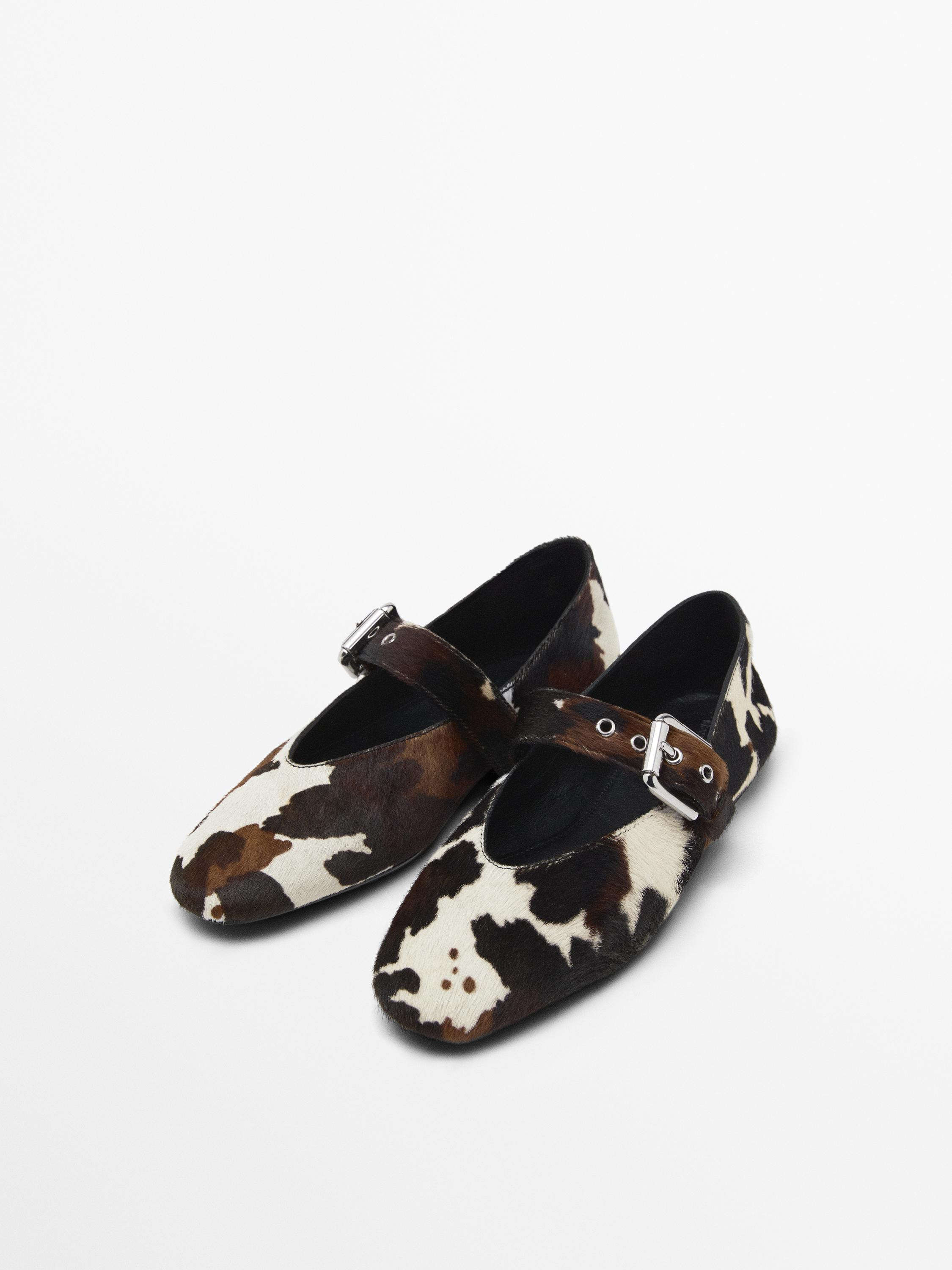 Printed ballet flats with buckle | Massimo Dutti UK