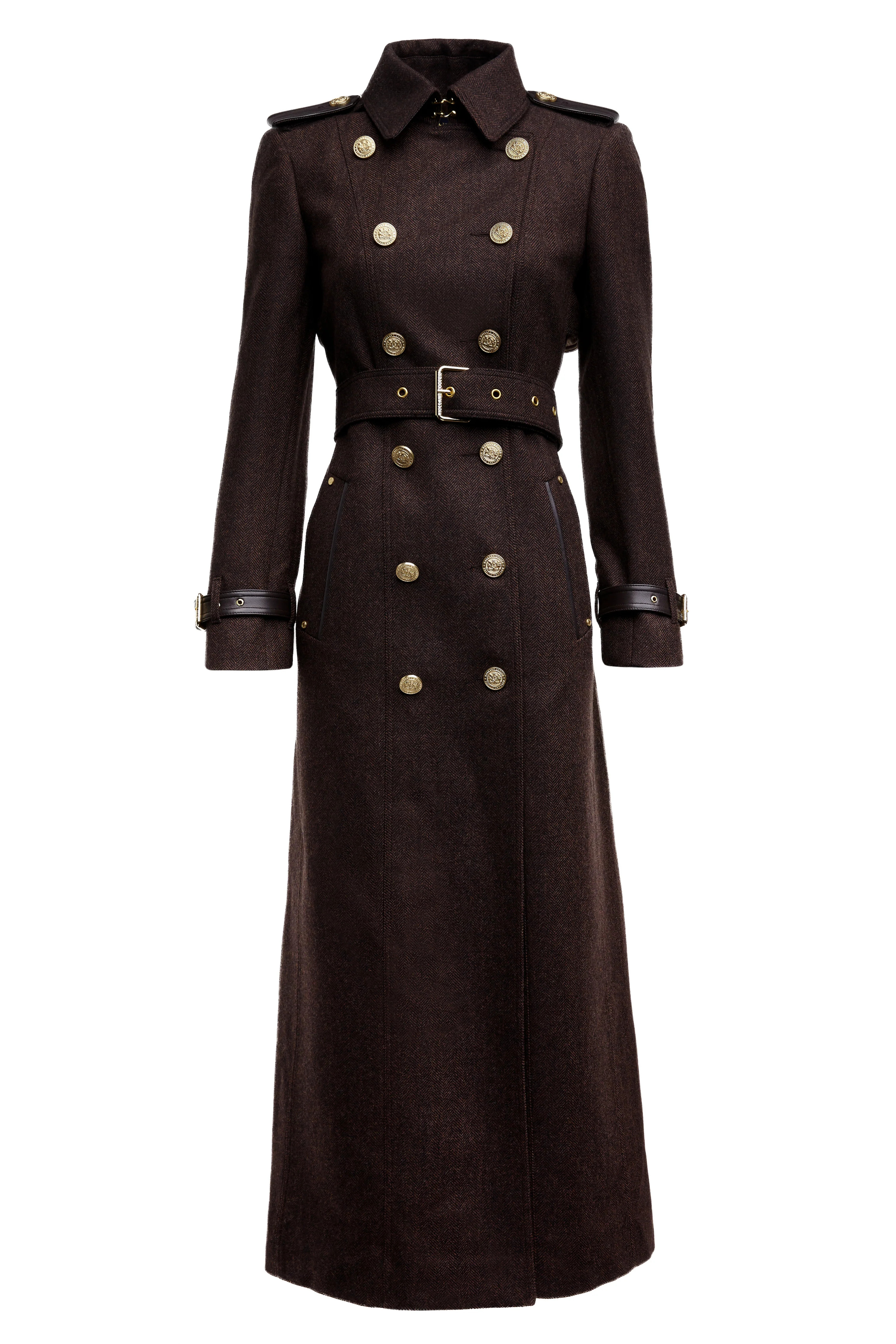 Full Length Marlborough Trench Coat (Chocolate Herringbone) | Holland Cooper