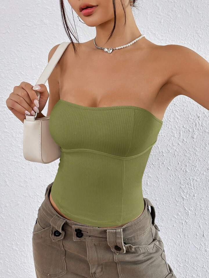 SHEIN EZwear Tube Top Mit Einfarbig Rippenstrick | SHEIN