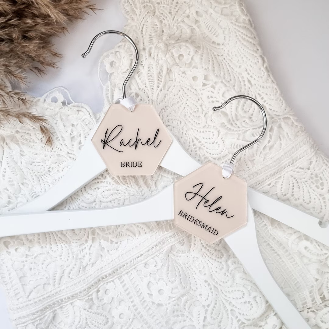 Personalised Wedding Hanger Charm Acrylic Hanger Name Tags - Etsy | Etsy (US)