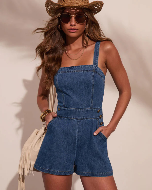 Ranch Darling Denim Romper | VICI