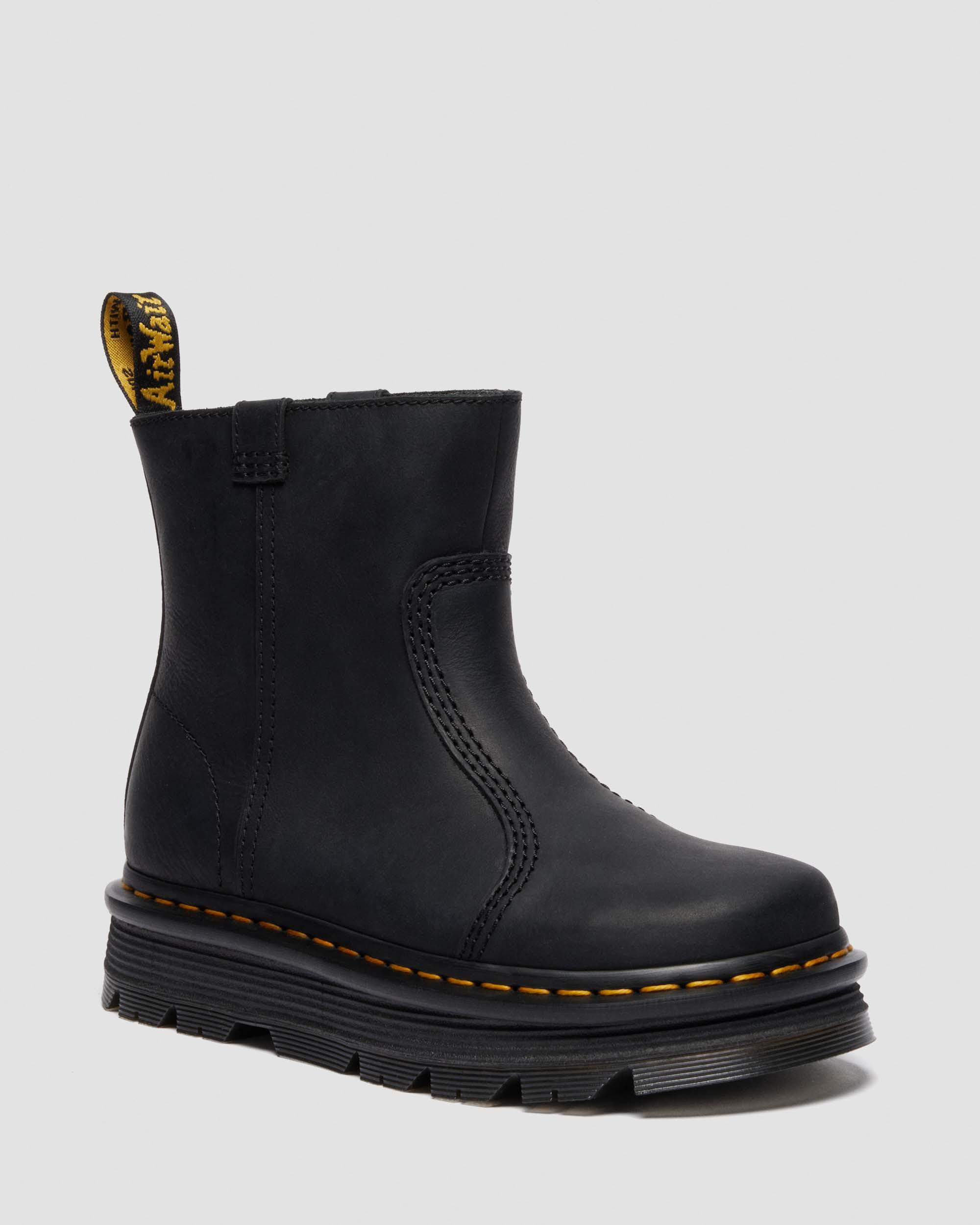 Zebzag Rigger Slip On Leather Boots in Black | Dr. Martens | Dr. Martens