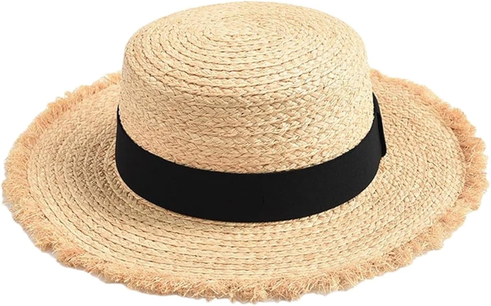 Natural Straw Hat Soft Shape Sun Hats for Women Travel Holiday Beach Floppy Hat with Bow Ribbon | Amazon (US)