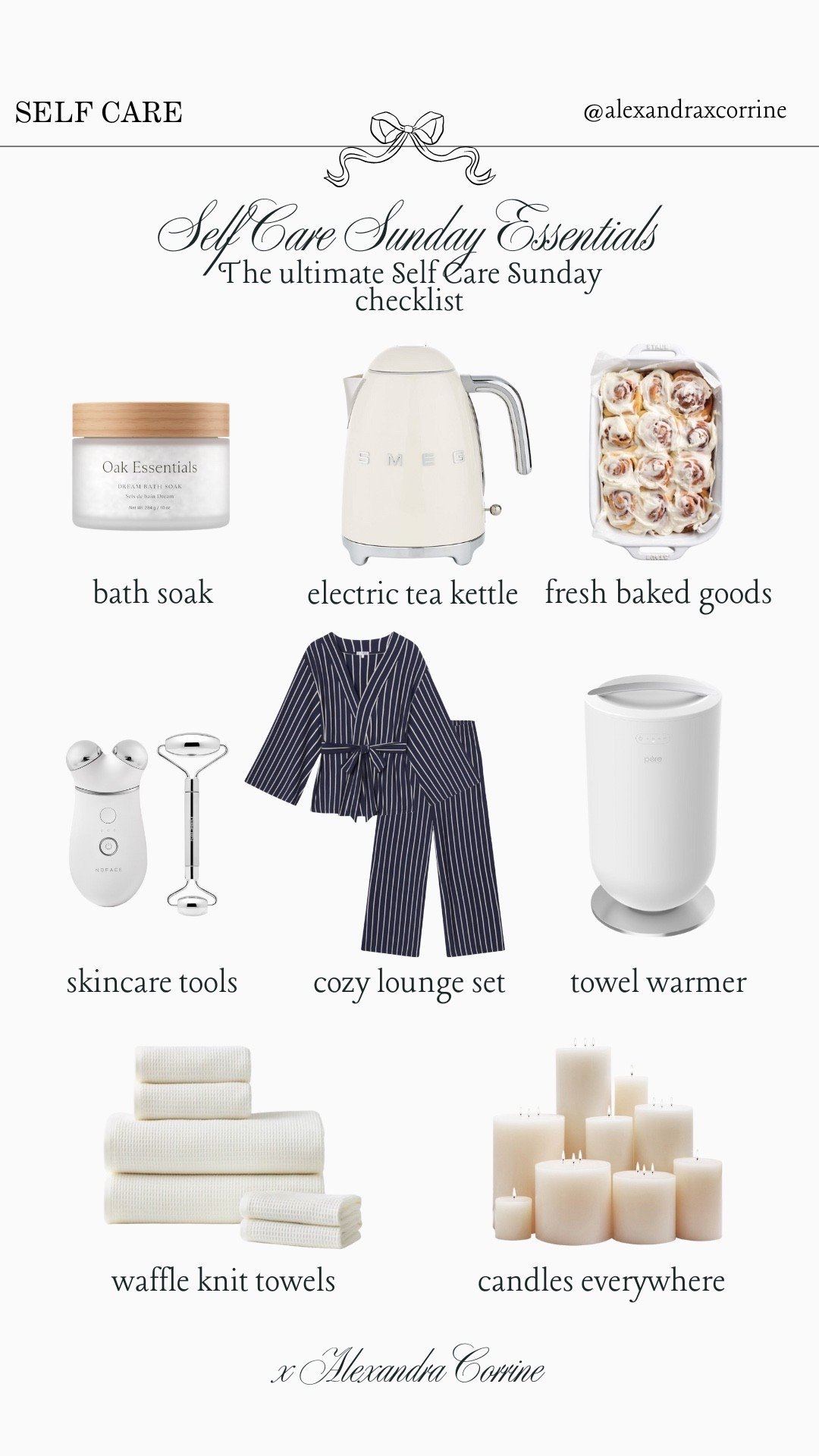 Self Care Sunday essentials ☕️🤍🕯️🛁

Self care, beauty, spa day at home, homebody, loungewear, lounge set, Nancy Meyers aesthetic, copy at home, home finds, skincare, body care

#LTKHome #LTKBeauty